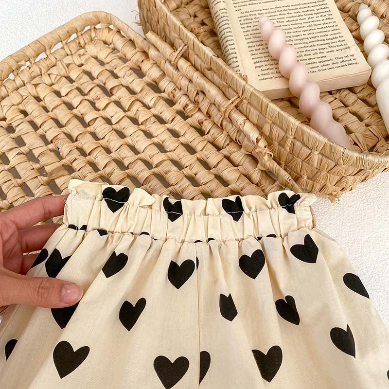 Heart Print Camisole Dress and Shorts 2-Piece Set